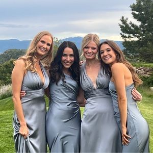 Satin French Blue Bridemaid dress